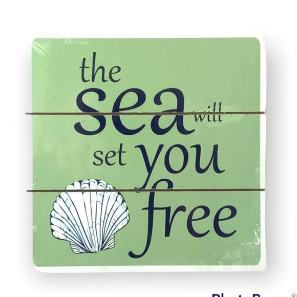 Nautical Coastal Beach Plaques Wall Decor Set of 2 Square 6” x 6”’ - Picture 5 of 12